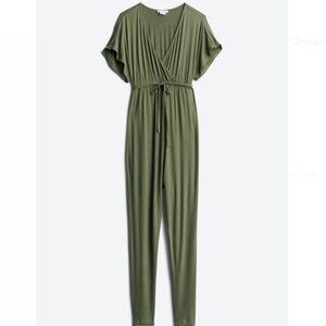 Ingrid & Isabel Chanti Maternity Crossover Stitch Fix Jumpsuit Olive Green XL